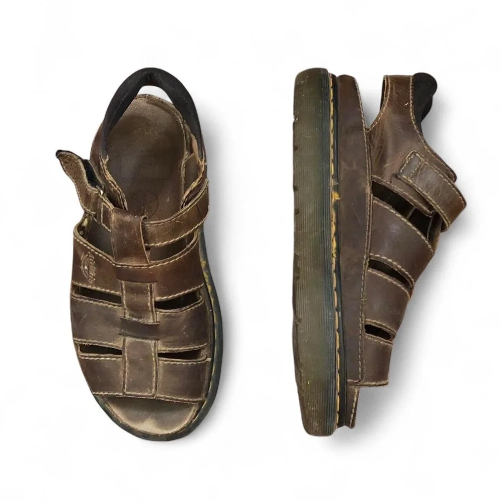 Dr Martens Fisherman Sandals Mens UK 9 US 10 Docs England Made Leather Vintage
